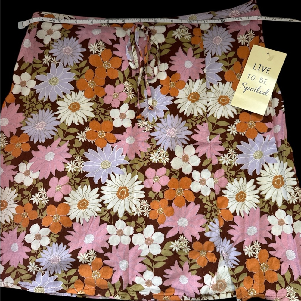 Spoiled Floral A-Line Skirt -‎ Brown, Pink, Orange